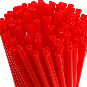 NEW {20 piece} mini red long straws. 9”